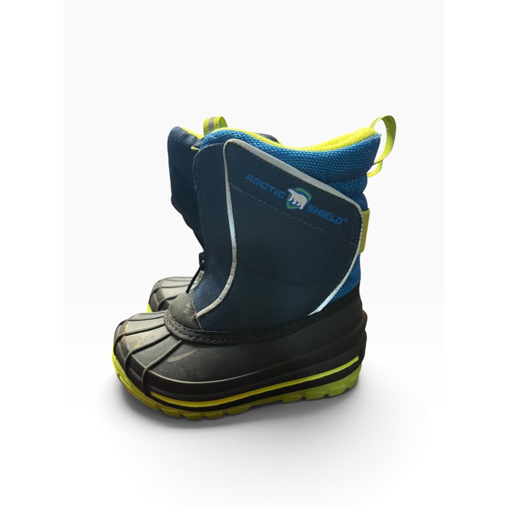 Arctic Shield Kids Blue Lime Green Zipper Waterproof Winter Snow Boots Size 8